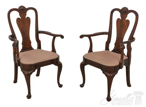 59238EC: Pair KITTINGER Richmond Hill Queen Anne Mahogany Armchairs Cover