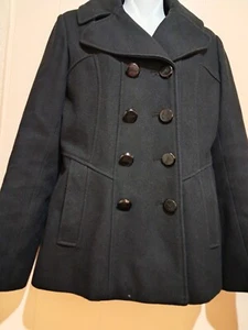 GUESS Jacket Coat 52% Wool Women Size S  Black RN 54163 - Picture 1 of 13