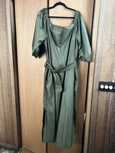 Anthropologie (Size 2X) Samant Chauhan Green Off-The-Shoulder Utility Dress - Picture 1 of 9