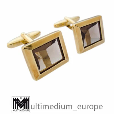585 Gold Manschettenknöpfe Rauchquarz 14ct cuff links smokey quartz - Bild 1 von 4