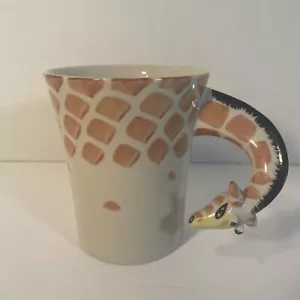Pier 1 Imports Giraffe Coffee Tea Mug 3D Handle Hand Painted Stoneware Ceramic - Picture 1 of 8