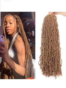 24 Inch Nu Faux Locs Crochet Hair 7 Packs Pre looped Brown Gypsy Locs Crochet - Picture 1 of 4