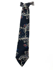 Haggar Men's Neck Tie Black with Navy & Maroon Floral Design - Picture 1 of 4
