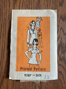 1970s Back Tie Blouse Empire Waist Printed Pattern 9287 sz 13 Bust 35” CUT - Picture 1 of 3