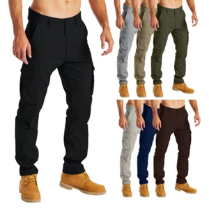 Herren Cargo Arbeitshose Relaxed Fit Strapazierfähig Sicherheit Mehrere Taschen Hose - Bild 1 von 49