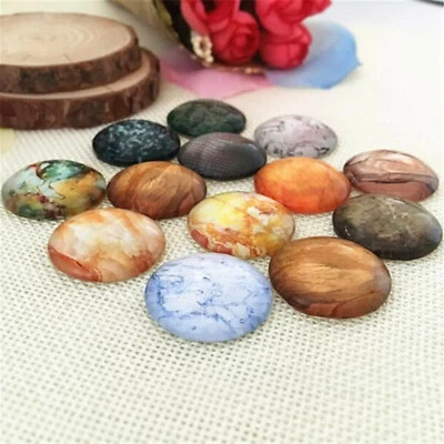 10-50pcs Mixed Glass Rock Grain Pattern Flatback Cabochons Accessories 8-30mm - Image 1 of 4