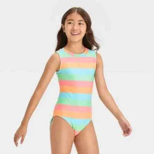 Art Class Girls' Sweet Summer Striped One Piece Swimsuit Size L(10/12) - Picture 1 of 8