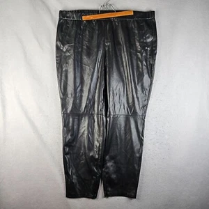Cato Faux Leather Pants Womens Size 22 to 24 Black Sleek Stretch Pull On - Picture 1 of 12