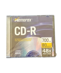 Memorex 5 Pack CD-R Discs w/ Cases, 700MB 80-Minute 48X Recordable, New - Picture 1 of 3