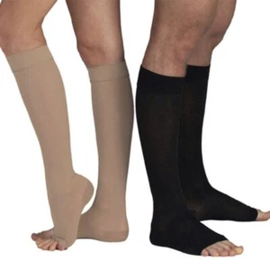 Leg Support OPEN TOE Stockings Varicose Vein Circulation Compression Knee Socks - Picture 1 of 12