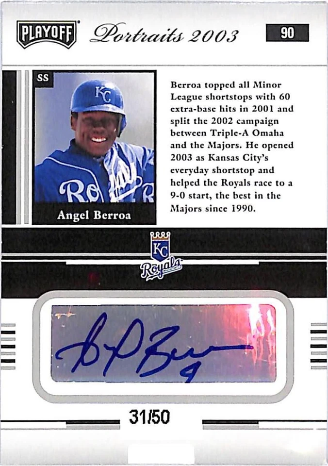 2003 Плей-офф портреты автографы серебро #90 Angel Berroa Auto 31/50 KC Royals - Изображение 1 из 2