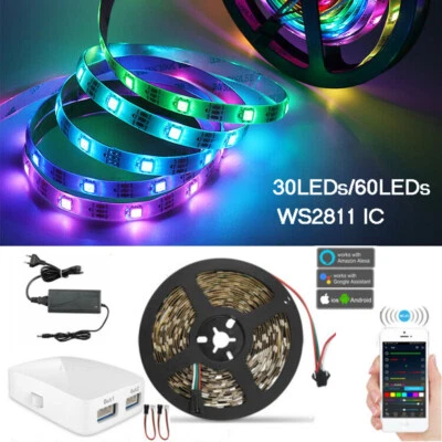 WS2811 IC SMD 5050 LED Stripe Streifen RGB Adressierbare Band WIFI Controller 5M - Bild 1 von 4