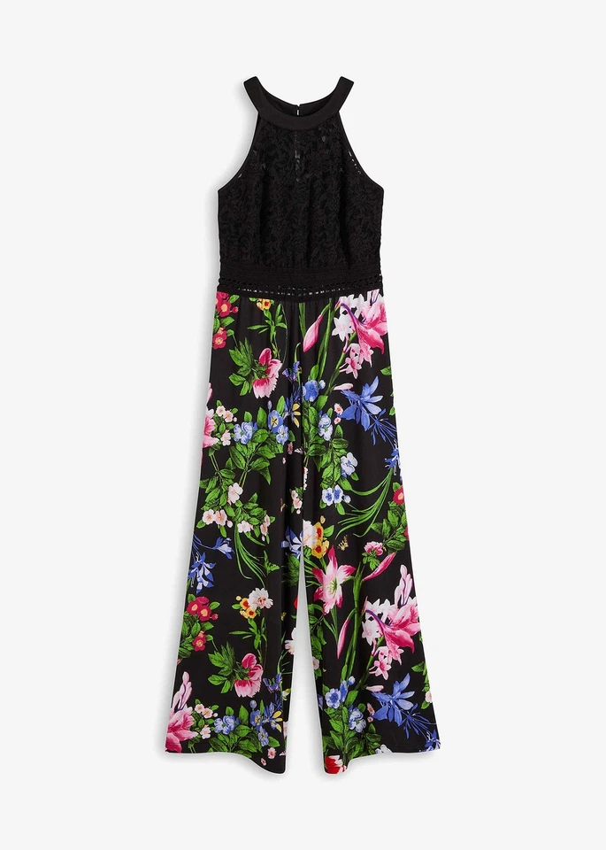 Overall mit Spitze Gr. 34 Schwarz Pink Gelb Damenoverall Hosenanzug Neu* - Bild 1 von 1