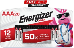 Energizer AAA Batteries (20 Count), Triple A Max Alkaline Battery - Picture 1 of 9