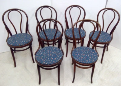 набор из 6 ВИНТАЖНЫХ СТУЛЬЕВ ДЛЯ МОРОЖЕНОГО ИЗ ГНУТОГО ДЕРЕВА ДЛЯ ГОСТИНОЙ КАФЕ с подкладкой СИДЕНЬЯ - Изображение 1 из 4