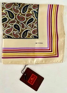 NWT ETRO Men’s Red Paisley Silk Pocket Square Scarf $170 - Picture 1 of 4