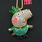 Betsey Johnson 3D Animated Cartoon Peppa Pig Gold Pendant Necklace Free Gift Bag