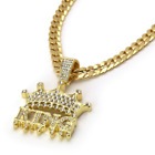 Cadena cubana HIP HOP de 30" chapado en Oro 18k collar colgante de corona rey