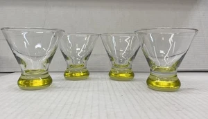 VINTAGE LOT OF 4 LEMON YELLOW LOWBALL BOTTOM ATOMIC MARTINI COCKTAIL GLASSES - Picture 1 of 10