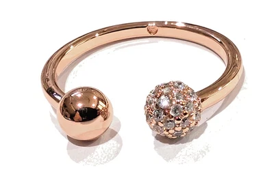 Anillo Pandora ROSA, pulido y pavimentado, #188316CZ, circonita cúbica transparente, enchapado en oro rosa Foto 1 de 4