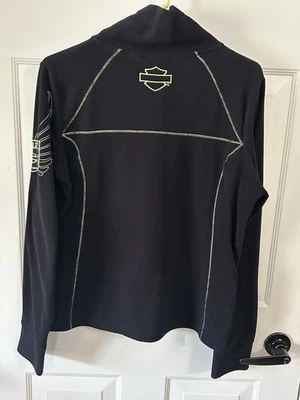 Chaqueta polar genuina Harley Davidson con cremallera completa para mujer XL en negro con verde brillante Foto 1 de 4