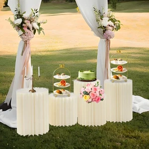 5 Stück Faltbare Papier Säulenständer Rund Zylinder Hochzeit Blumenständer - Bild 1 von 14