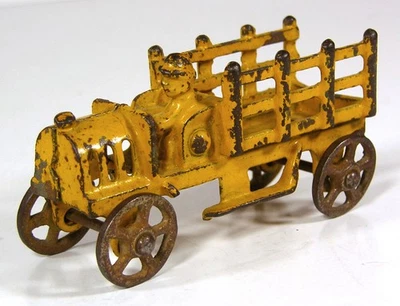 CA1910 HIERRO FUNDIDO HUBLEY CAPÓ RANURADO ESTACA CARROCERÍA CAMIÓN JUGUETE EN PINTURA ORIGINAL Foto 1 de 4
