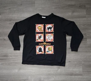 Vintage Halloween Sweatshirt Womens Size 16 XL Oversized 90s Witch Cat Pumpkin - Picture 1 of 8
