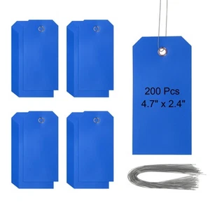 Plastic Shipping Tags with Wire 4 3/4" x 2 3/8", 200 Pieces Blank Waterproof ... - Picture 1 of 5