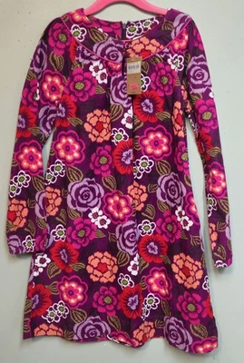 Lands End Girls Fall Floral Print Long Sleeves Corduroy Dress Maroon Size 7 - Image 1 of 4