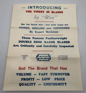 Papel de venta de hojas de afeitar vintage Ritz The Finest In Blades - Imagen 1 de 5