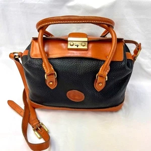 Vintage Dooney & Bourke Allwetter Leder Arzttasche Umhängetasche Crossbody schwarz - Bild 1 von 7