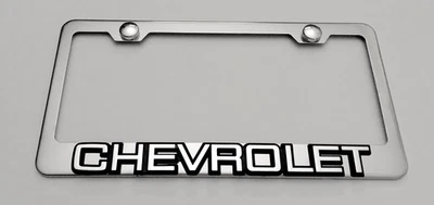 Marco de matrícula de acero inoxidable emblema Chevrolet Chevy 3D libre de óxido con tapas Foto 1 de 4