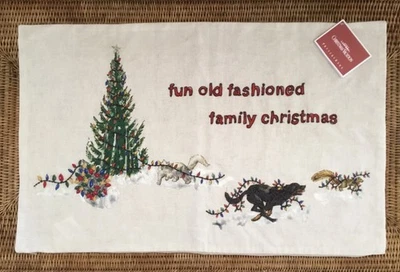 POTTERY BARN National Lampoon Christmas Vacation Lumbar Pillow Cover Embroidery - Image 1 of 4