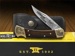 Buck 110 Folding Hunter Knife American Pride Ebony Wood 1/250 420HC Stainless - Picture 1 of 5