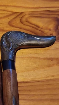 Antique Brass Victorian  Dog Handle Wooden Vintage Style Walking Stick Cane - Image 1 of 4