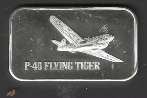 Barra de arte de plata P-40 Flying Tiger .999 - Imagen 1 de 2