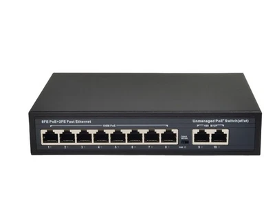 8+2Port 10/100Mbps Ethernet Gigabit LAN Network Desktop Switch POE PC Laptop - Image 1 of 4