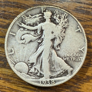 1938-D Key Walking Liberty Half Dollar Nice Original Fine CHRC