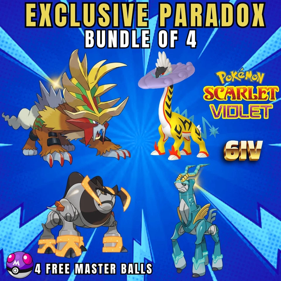 Pokemon Scarlet & Violet - GOUGING FIRE + RAGING BOLT + IRON BOULDER & CROWN