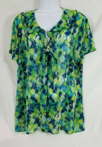 SAGHARBOR Women's Multi Color Sheer Polyester Blouse Size Large - Picture 1 of 6