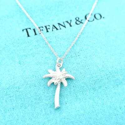 Retired Tiffany & Co. Sterling Silver Palm Tree Small Pendant 16" Chain Necklace - Image 1 of 4