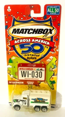 2001 Matchbox Across America 50th Birthday Wisconsin Peterbilt Dairy Tanker NEW - Image 1 of 3