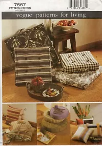 Vogue 7567 Floor Cushions in 12 Styles UNCUT Home Decor Sewing Pattern - Picture 1 of 3