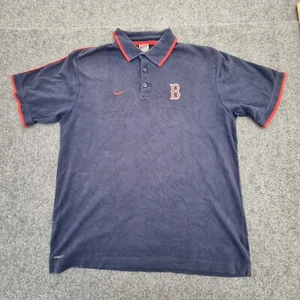 Vintage Boston Red Sox Shirt Mens LARGE blue NIKE Fit Dry Sports Polo Size L - Picture 1 of 13
