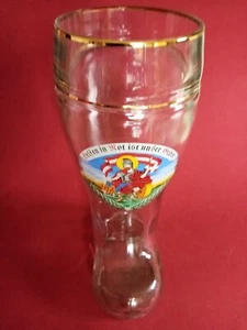Bierstiefel Glas Feuerwehr 1 Liter mit Goldrand edel - Bild 1 von 1