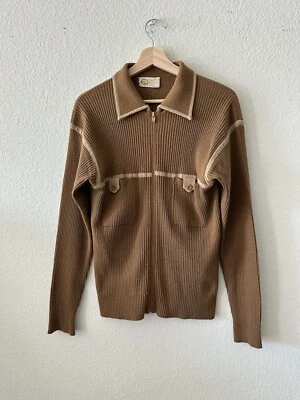 Chaqueta Suéter Vintage Pebble Beach Of California Beige Cremallera Años 70’s Talla S-M  Foto 1 de 4