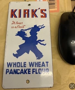 Seltenes Original 40er Jahre Kirk’s Pfannkuchen Mehl Emaille Türschild Porzellan Palmenpresse - Bild 1 von 4
