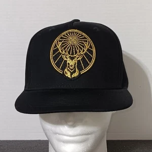 Neu ohne Etikett Jaggermeister Schnapsmütze Netzstil schwarz/gold bestickt Druckknopflasche - Bild 1 von 7