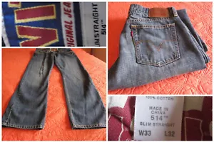 LEVI's Jeans 514 SLIM STRAIGHT Leg W33-L32 Denim Brushed Washed Zipper Front - Picture 1 of 12